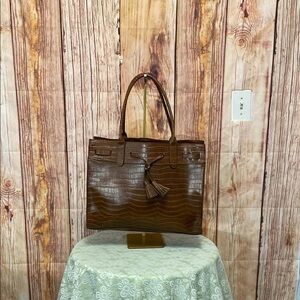 Bueno Large Faux Leather Croc Tote Bag Multiple Sections & Design
